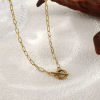 Picture of 1 Piece Eco-friendly PVD Vacuum Plating Minimalist 18K Real Gold Plated 304 Stainless Steel Paperclip Link Chain With Toggle Clasp Necklace Unisex Gift 45cm(17.7") long