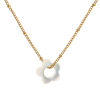 Picture of 18K Real Gold Plated Curb Link Chain Flower Pendant Charm Necklace, 304 Stainless Steel & Natural Shell 45cm(17.7") + 5cm(2"), For Women, Minimalist Elegant Gift, Eco-friendly PVD Vacuum Plating, 1 Piece