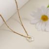 Picture of 18K Real Gold Plated Curb Link Chain Flower Pendant Charm Necklace, 304 Stainless Steel & Natural Shell 45cm(17.7") + 5cm(2"), For Women, Minimalist Elegant Gift, Eco-friendly PVD Vacuum Plating, 1 Piece
