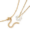 Picture of 18K Real Gold Plated Curb Link Chain Flower Pendant Charm Necklace, 304 Stainless Steel & Natural Shell 45cm(17.7") + 5cm(2"), For Women, Minimalist Elegant Gift, Eco-friendly PVD Vacuum Plating, 1 Piece