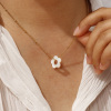 Imagen de 18K Oro Real Chapado Cadenas de Curb Flor Collar con Colgante, 304 Acero Inoxidable & Concha Naturales 45cm + 5cm, Para Mujeres, Minimalista Elegante Regalo, Recubrimiento al Vacío PVD Ecológico, 1 Unidad