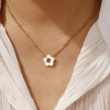 Imagen de 18K Oro Real Chapado Cadenas de Curb Flor Collar con Colgante, 304 Acero Inoxidable & Concha Naturales 45cm + 5cm, Para Mujeres, Minimalista Elegante Regalo, Recubrimiento al Vacío PVD Ecológico, 1 Unidad