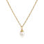 Imagen de 18K Oro Real Chapado Cadena de Cable Cruz Óvalo Collar con Colgante, Acero Inoxidable 304 & Perla Natural 45cm + 5cm, Para Mujeres, Minimalista Elegante Regalo, Recubrimiento al Vacío PVD Ecológico, 1 Unidad