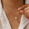 Imagen de 18K Oro Real Chapado Cadena de Cable Cruz Óvalo Collar con Colgante, Acero Inoxidable 304 & Perla Natural 45cm + 5cm, Para Mujeres, Minimalista Elegante Regalo, Recubrimiento al Vacío PVD Ecológico, 1 Unidad
