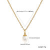 Picture of 18K Real Gold Plated Link Cable Chain Oval Pendant Charm Necklace, 304 Stainless Steel & Natural Pearl 45cm(17.7") + 5cm(2"), For Women, Minimalist Elegant Gift, Eco-friendly PVD Vacuum Plating, 1 Piece
