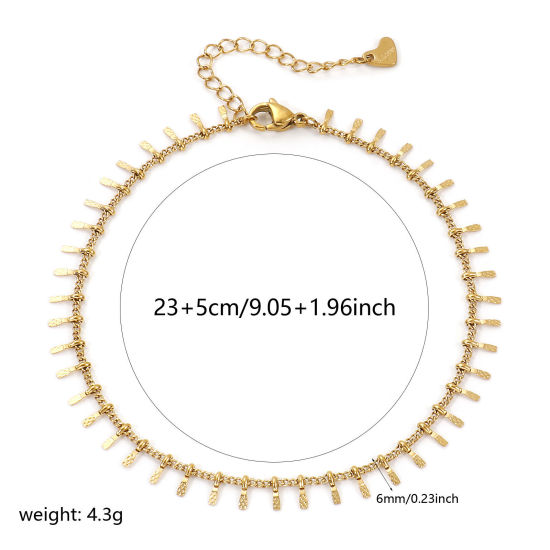 Immagine di 1 Pz Placcatura Sottovuoto PVD Ecologica Minimalista Elegante 18K Vero Oro Placcato 304 Acciaio Inossidabile Catena a Maglia Fatta a Mano Nappine Cavigliere Per Donne Regalo 23cm Lunghezza