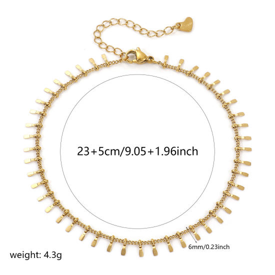 Immagine di 1 Pz Placcatura Sottovuoto PVD Ecologica Minimalista Elegante 18K Vero Oro Placcato 304 Acciaio Inossidabile Catena a Maglia Fatta a Mano Nappine Cavigliere Per Donne Regalo 23cm Lunghezza