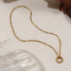 Imagen de 1 Unidad 18K Oro Real Chapado Catena di Fermagli Collares, 304 Acero Inoxidable 45cm, Tamaño de la cadena: 3mm, Para Mujeres, Con Cierre De Resorte, Minimalista Regalo, Recubrimiento al Vacío PVD Ecológico