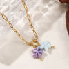Picture of 18K Gold Plated Paperclip Link Chain Star Fish Pendant Charm Necklace, 304 Stainless Steel & Ceramic 40cm(15.7"), For Women, Mauve Sweet & Cute Ocean Jewelry Gift, Eco-friendly PVD Vacuum Plating, 1 Piece