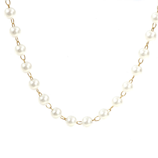 Bild von 1 Piece 18K Real Gold Plated Ball Chain Beaded Necklace, 304 Stainless Steel 45cm(17.7"), Chain Size: 6mm, Unisex, Stylish Eco-friendly PVD Vacuum Plating
