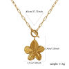 Imagen de 18K Oro Real Chapado Catena di Fermagli Flor Collar con Colgante, 304 Acero Inoxidable 45cm, Para Mujeres, Exquisito Regalo, Recubrimiento al Vacío PVD Ecológico, 1 Unidad