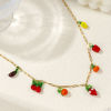 Imagen de Chapado en Oro de 18K Catena di Fermagli Collar con Colgante, 304 Acero Inoxidable & Vidrio Murano 60cm, Para Mujeres, 3D, Exquisito Regalo, Recubrimiento al Vacío PVD Ecológico, 1 Unidad