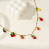 Imagen de Chapado en Oro de 18K Catena di Fermagli Collar con Colgante, 304 Acero Inoxidable & Vidrio Murano 60cm, Para Mujeres, 3D, Exquisito Regalo, Recubrimiento al Vacío PVD Ecológico, 1 Unidad