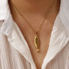 Imagen de 18K Oro Real Chapado Cadena de Cable Cruz Pez Collar con Colgante, 304 Acero Inoxidable 45cm + 5cm, Para Mujeres, 3D, Exquisito Joyería del océano Regalo, Recubrimiento al Vacío PVD Ecológico, 1 Unidad