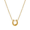 Picture of 18K Real Gold Plated Link Cable Chain Luck Horseshoe Pendant Charm Necklace, 304 Stainless Steel 45cm(17.7") + 5cm(2"), Unisex, Exquisite West Cowboy Gift, Eco-friendly PVD Vacuum Plating, 1 Piece