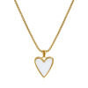 Imagen de 18K Oro Real Chapado Cadena de Caja Corazón Collar con Colgante, 304 Acero Inoxidable & Concha Naturales 45cm + 5cm, Para Mujeres, Blanco Elegante día de San Valentín Regalo, Recubrimiento al Vacío PVD Ecológico, 1 Unidad