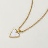 Imagen de 18K Oro Real Chapado Cadena de Caja Corazón Collar con Colgante, 304 Acero Inoxidable & Concha Naturales 45cm + 5cm, Para Mujeres, Blanco Elegante día de San Valentín Regalo, Recubrimiento al Vacío PVD Ecológico, 1 Unidad