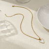 Imagen de 18K Oro Real Chapado Cadena de Caja Corazón Collar con Colgante, 304 Acero Inoxidable & Concha Naturales 45cm + 5cm, Para Mujeres, Blanco Elegante día de San Valentín Regalo, Recubrimiento al Vacío PVD Ecológico, 1 Unidad