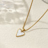 Imagen de 18K Oro Real Chapado Cadena de Caja Corazón Collar con Colgante, 304 Acero Inoxidable & Concha Naturales 45cm + 5cm, Para Mujeres, Blanco Elegante día de San Valentín Regalo, Recubrimiento al Vacío PVD Ecológico, 1 Unidad