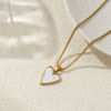 Imagen de 18K Oro Real Chapado Cadena de Caja Corazón Collar con Colgante, 304 Acero Inoxidable & Concha Naturales 45cm + 5cm, Para Mujeres, Blanco Elegante día de San Valentín Regalo, Recubrimiento al Vacío PVD Ecológico, 1 Unidad