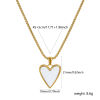 Imagen de 18K Oro Real Chapado Cadena de Caja Corazón Collar con Colgante, 304 Acero Inoxidable & Concha Naturales 45cm + 5cm, Para Mujeres, Blanco Elegante día de San Valentín Regalo, Recubrimiento al Vacío PVD Ecológico, 1 Unidad