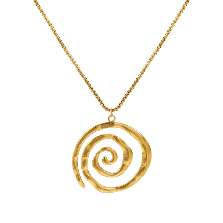 Immagine di 18K Vero Oro Placcato Catena a Casella Spirale Collana con Ciondolo, 304 Acciaio Inossidabile 45cm + 5cm, Per Donne, Filigrana, Minimalista Elegante Regalo, Placcatura Sottovuoto PVD Ecologica, 1 Pz