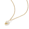 Picture of 18K Real Gold Plated Link Cable Chain Conch/ Sea Snail Pendant Charm Necklace, 304 Stainless Steel 45cm(17.7") + 5cm(2"), For Women, Clear Cubic Zirconia Stylish Exquisite Gift, Eco-friendly PVD Vacuum Plating, 1 Piece