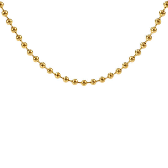 1 本 18Kリアルゴールドメッキ ボールチェーン ネックレス、 304ステンレス鋼 42cm + 8cm、 チェーンサイズ: 6mm、 女性のため、 ミニマリスト 素敵 プレゼント、 エコフレンドリー PVD真空メッキ、 の画像