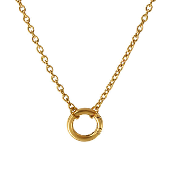 Bild von 1 Strang 18K Echtgold plattiert Kreuz Gliederketten Halskette, 304 Edelstahl 45cm, Kettengröße: 3mm, Für Frauen, Minimalistisch Exquisit Geschenk, Umweltfreundliche PVD-Vakuumbeschichtung