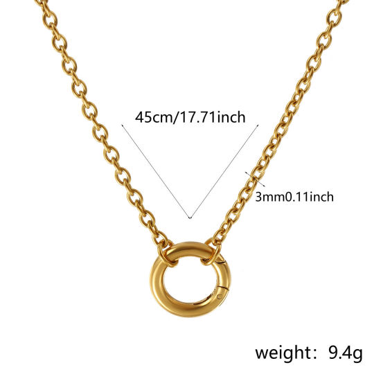 Bild von 1 Strang 18K Echtgold plattiert Kreuz Gliederketten Halskette, 304 Edelstahl 45cm, Kettengröße: 3mm, Für Frauen, Minimalistisch Exquisit Geschenk, Umweltfreundliche PVD-Vakuumbeschichtung