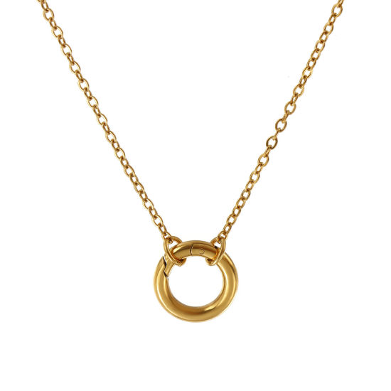 Bild von 1 Strang 18K Echtgold plattiert Kreuz Gliederketten Halskette, 304 Edelstahl 45cm, Kettengröße: 2mm, Für Frauen, Minimalistisch Exquisit Geschenk, Umweltfreundliche PVD-Vakuumbeschichtung