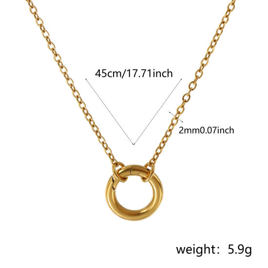 Bild von 1 Strang 18K Echtgold plattiert Kreuz Gliederketten Halskette, 304 Edelstahl 45cm, Kettengröße: 2mm, Für Frauen, Minimalistisch Exquisit Geschenk, Umweltfreundliche PVD-Vakuumbeschichtung