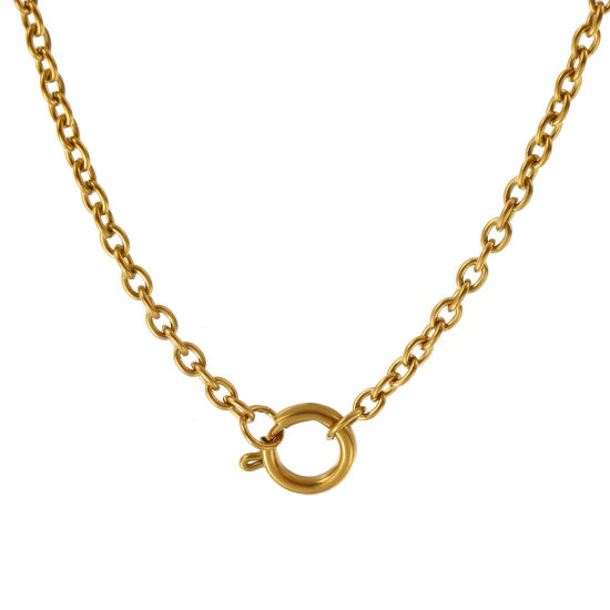 Bild von 1 Strang 18K Echtgold plattiert Kreuz Gliederketten Halskette, 304 Edelstahl 45cm, Kettengröße: 3mm, Für Frauen, Mit Öse, Minimalistisch Exquisit Geschenk, Umweltfreundliche PVD-Vakuumbeschichtung