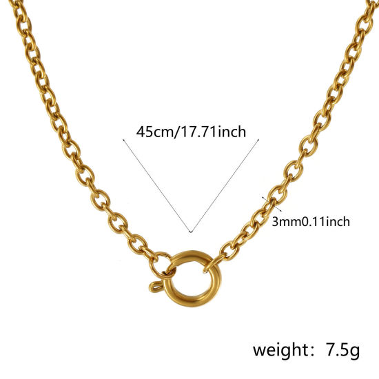 Bild von 1 Strang 18K Echtgold plattiert Kreuz Gliederketten Halskette, 304 Edelstahl 45cm, Kettengröße: 3mm, Für Frauen, Mit Öse, Minimalistisch Exquisit Geschenk, Umweltfreundliche PVD-Vakuumbeschichtung