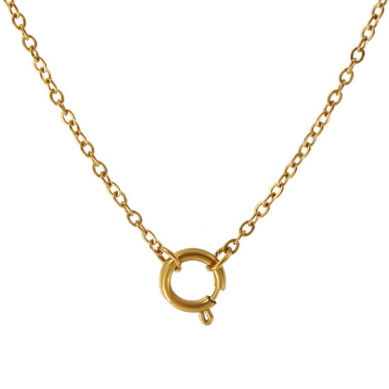 Bild von 1 Strang 18K Echtgold plattiert Kreuz Gliederketten Halskette, 304 Edelstahl 45cm, Kettengröße: 2mm, Für Frauen, Mit Öse, Minimalistisch Exquisit Geschenk, Umweltfreundliche PVD-Vakuumbeschichtung