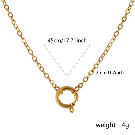 Bild von 1 Strang 18K Echtgold plattiert Kreuz Gliederketten Halskette, 304 Edelstahl 45cm, Kettengröße: 2mm, Für Frauen, Mit Öse, Minimalistisch Exquisit Geschenk, Umweltfreundliche PVD-Vakuumbeschichtung