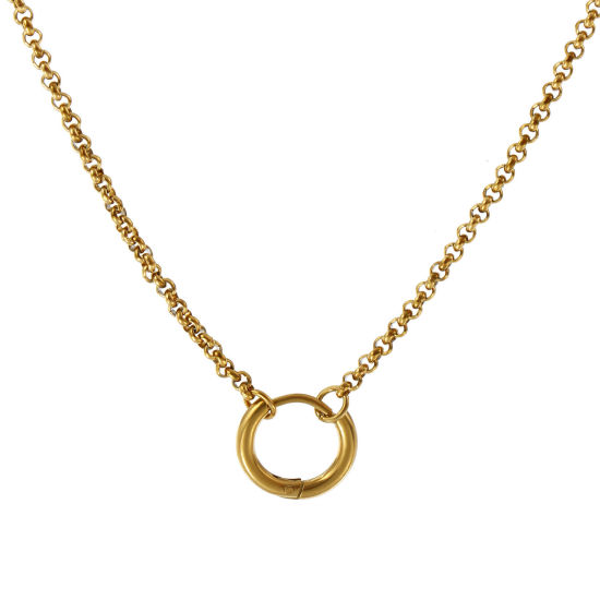 Bild von 1 Strang 18K Echtgold plattiert Erbskette Kette Halskette, 304 Edelstahl 45cm, Kettengröße: 2mm, Für Frauen, Minimalistisch Exquisit Geschenk, Umweltfreundliche PVD-Vakuumbeschichtung