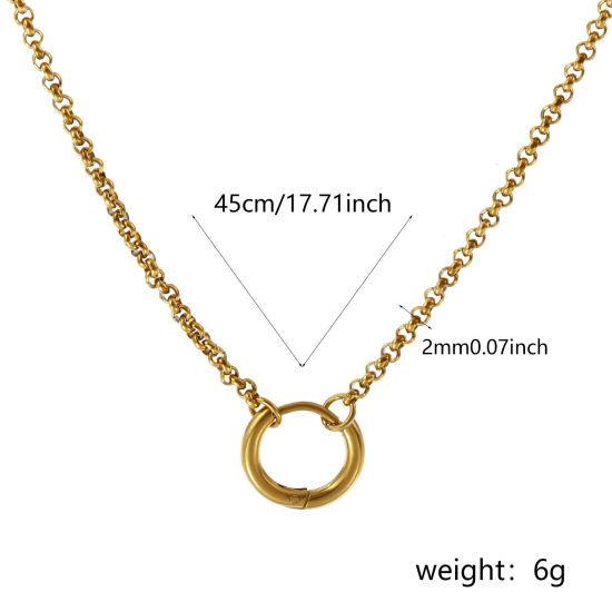 Bild von 1 Strang 18K Echtgold plattiert Erbskette Kette Halskette, 304 Edelstahl 45cm, Kettengröße: 2mm, Für Frauen, Minimalistisch Exquisit Geschenk, Umweltfreundliche PVD-Vakuumbeschichtung