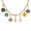 Picture of 18K Real Gold Plated Paperclip Link Chain Flower Pendant Charm Necklace, 304 Stainless Steel & Quartz Crystal 42cm(16.5") + 5cm(2"), For Women, Multicolor Dainty Pastoral Style Gift, Eco-friendly PVD Vacuum Plating, 1 Piece