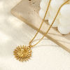 Picture of 18K Real Gold Plated Box Chain Sun Pendant Charm Necklace, 304 Stainless Steel 45cm(17.7") + 5cm(2"), For Women, Galaxy Exquisite Gift, Eco-friendly PVD Vacuum Plating, 1 Piece