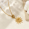Изображение 18K настоящее золото с покрытием Цепочка зажимов Солнце Ожерелье с подвеской, 304 Нержавеющая Сталь 45см, Для женщин, Спираль галактика Ретро подарок, Экологичное вакуумное PVD-покрытие, 1 ШТ