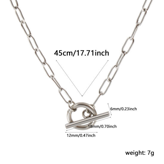 1 本 シルバートーン ペーパークリップチェーン ネックレス、 304ステンレス鋼 45cm、 チェーンサイズ: 3mm、 女性のため、 ミニマリスト 素敵 プレゼント、 エコフレンドリー、 の画像