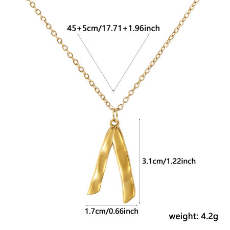 Immagine di 18K Vero Oro Placcato Catena a Cavo Nastro Collana con Ciondolo, 304 Acciaio Inossidabile 45cm + 5cm, Per Donne, Squisito Elegante Regalo, Placcatura Sottovuoto PVD Ecologica, 1 Pz