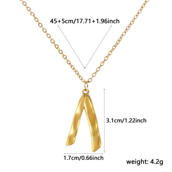 18Kリアルゴールドメッキ 小豆チェーン・あづきチェーン リボン ペンダントネックレス、 304ステンレス鋼 45cm + 5cm、 女性のため、 素敵 ファッション おしゃれ プレゼント、 エコフレンドリー PVD真空メッキ、 1 本 の画像