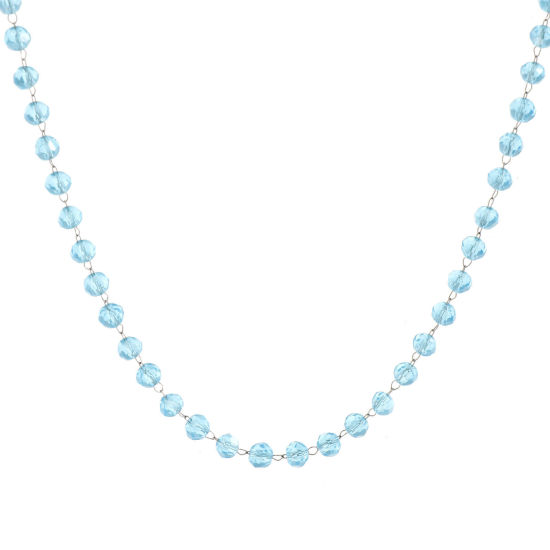 Изображение 1 ШТ Серебряный Тон Цепочка из бисера Ожерелья, 304 Нержавеющая Сталь & Железо 38см + 5см, Для женщин, Декабрь Болотный Камень рождения Простой подарок, Экологичный