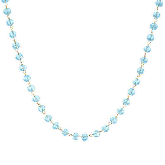 Изображение 1 ШТ 18K позолоченный Цепочка из бисера Ожерелья, 304 Нержавеющая Сталь & Железо 38см + 5см, Для женщин, Декабрь Болотный Камень рождения Простой подарок, Экологичное вакуумное PVD-покрытие