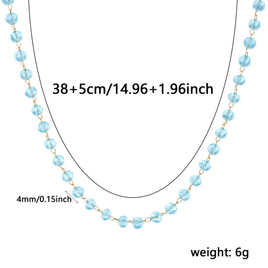 Изображение 1 ШТ 18K позолоченный Цепочка из бисера Ожерелья, 304 Нержавеющая Сталь & Железо 38см + 5см, Для женщин, Декабрь Болотный Камень рождения Простой подарок, Экологичное вакуумное PVD-покрытие