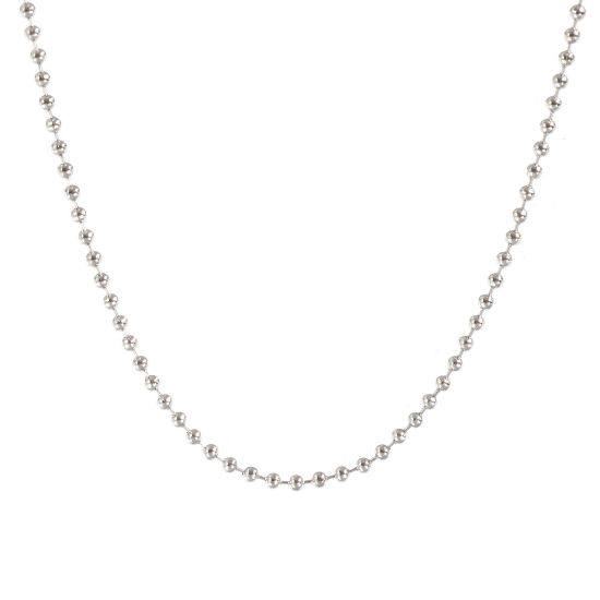 Image de 1 Pièce Colliers Argent Mat en 304 Acier Inoxydable Pour Femmes, Chaîne Maille Bille 45cm + 5cm, Taille de la Chaîne: 2mm, Exquis Minimaliste Cadeau, Respectueux de la Nature