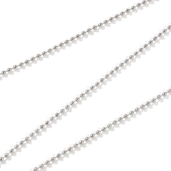 Image de 1 Pièce Colliers Argent Mat en 304 Acier Inoxydable Pour Femmes, Chaîne Maille Bille 45cm + 5cm, Taille de la Chaîne: 2mm, Exquis Minimaliste Cadeau, Respectueux de la Nature