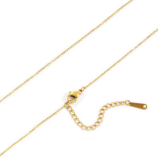 Immagine di 5 PCs 18K Real Gold Plated Link Cable Chain Necklace, 304 Stainless Steel 45cm(17.7") + 5cm(2"), Chain Size: 1.2mm, For Women, Minimalist Exquisite Gift, Eco-friendly PVD Vacuum Plating